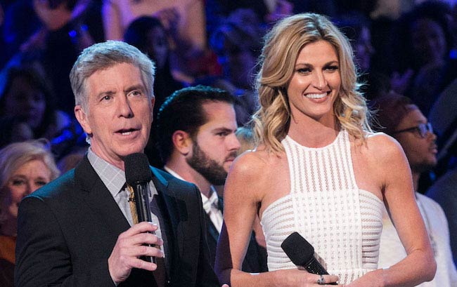 Erin Andrews and Tom Bergeron while hosting 'Dancing With the Stars'